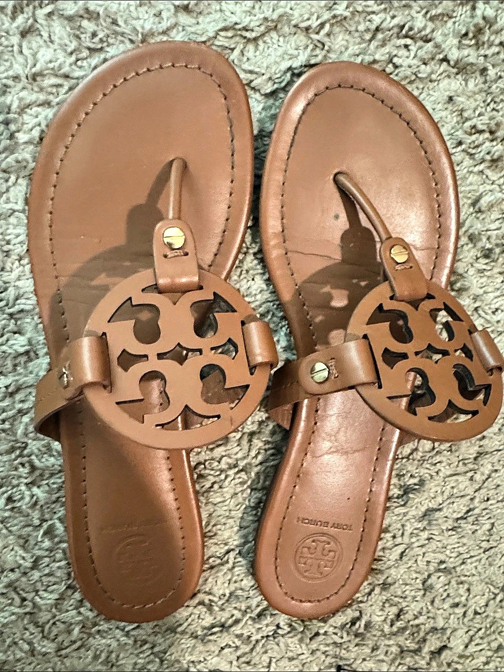 Tory Burch Miller Leather Thong Sandal Leather Thong Sandals in Brown